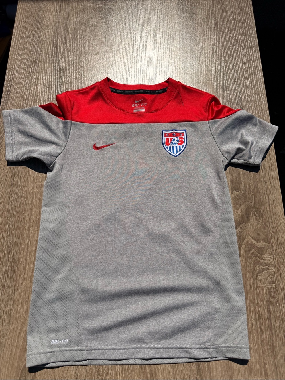 Nike Kids Gray and Red US Soccer Short Sleeve Jersey
